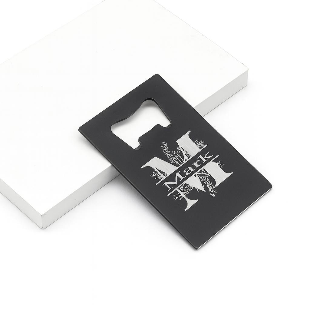 Ouvre-bouteille carte de crédit noir –  Format portefeuille ultra-plat, acier inoxydable