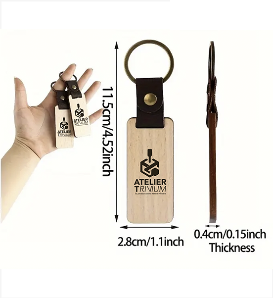 Porte-clé en Bois Graver 11,5 × 2,8 cm