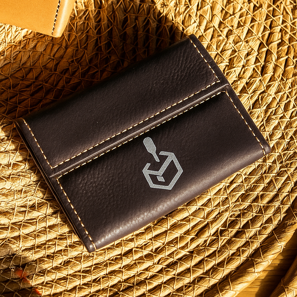 Porte-cartes en cuir PU noir + insert argent – gravable au laser