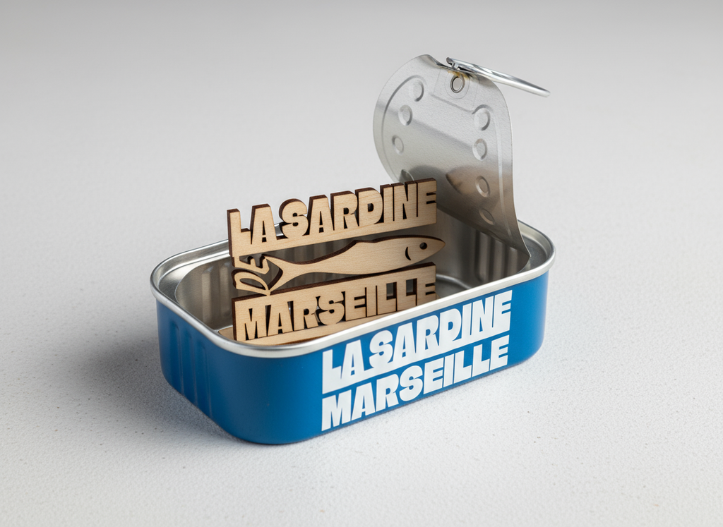 Décoration Murale Découpe sur bois –  La Sardine de Marseille (20 × 15 cm)