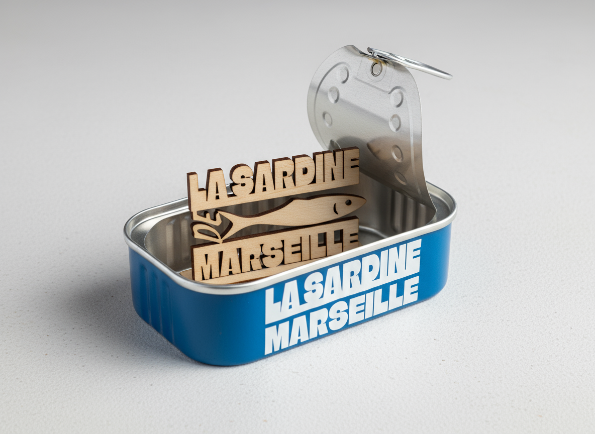 Décoration Murale Découpe sur bois –  La Sardine de Marseille (20 × 15 cm)