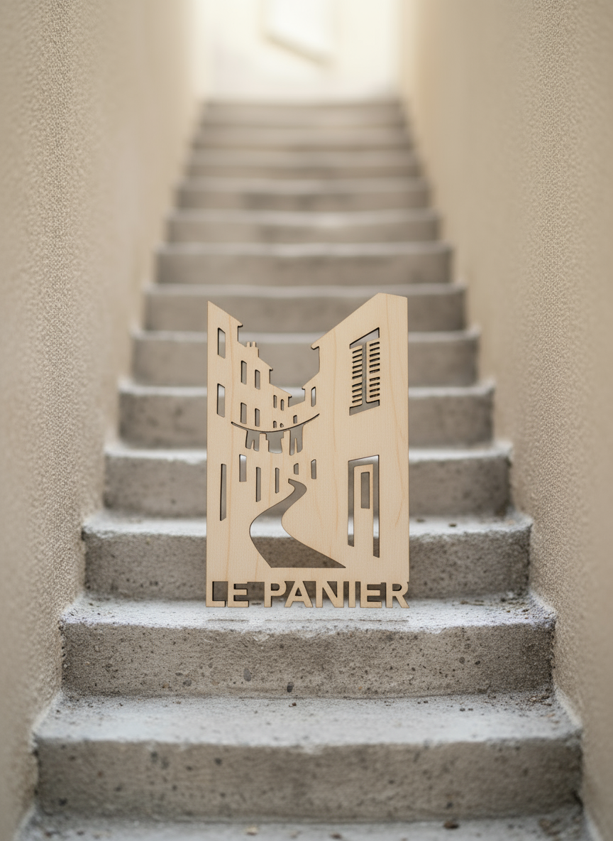 Décoration Murale Découpe sur bois –  Skyline « Le Panier – Marseille » (20 × 13 cm)