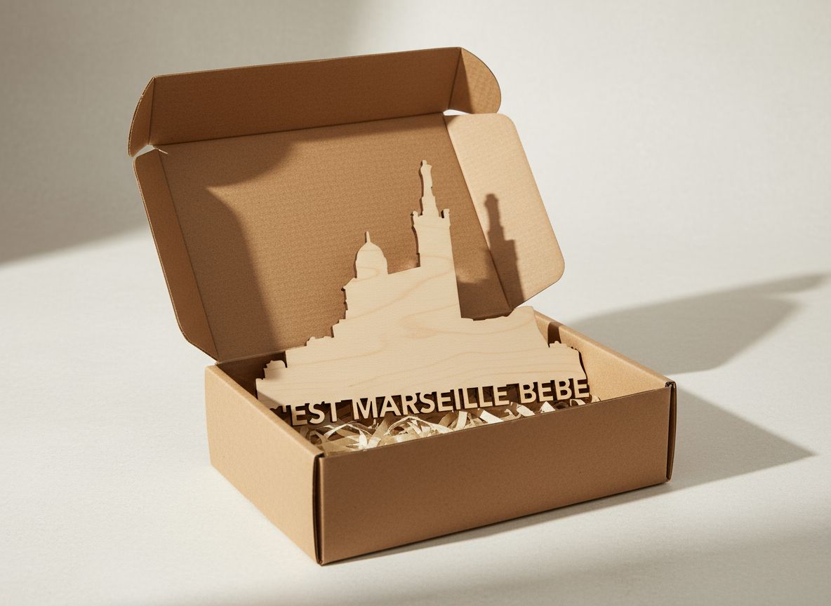 Décoration Murale Découpe sur bois – Skyline de notre dame de la Garde (20 x 15 cm)