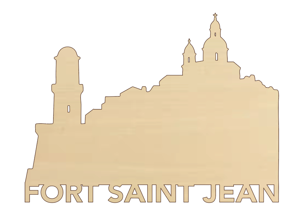 Décoration Murale  Skyline « Fort Saint-Jean – Marseille » – Bois 20 × 15 cm
