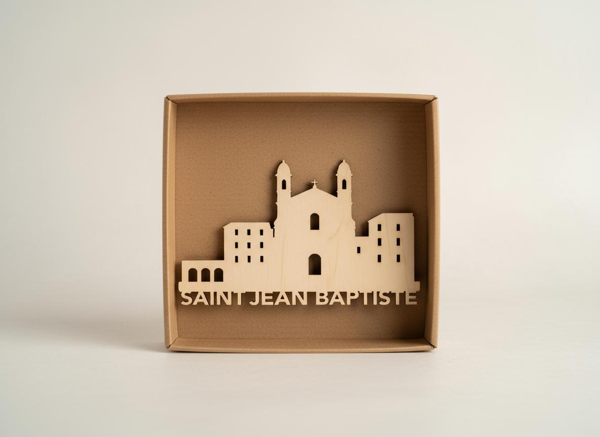 Eglise Saint-Jean-Baptiste_Decoupe laser sur bois_25x15cm