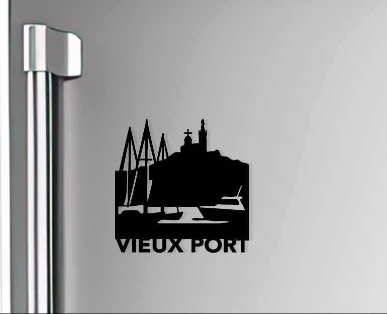 Magnet Le Vieux Port Marseille – Plexiglas Noir Brillant 