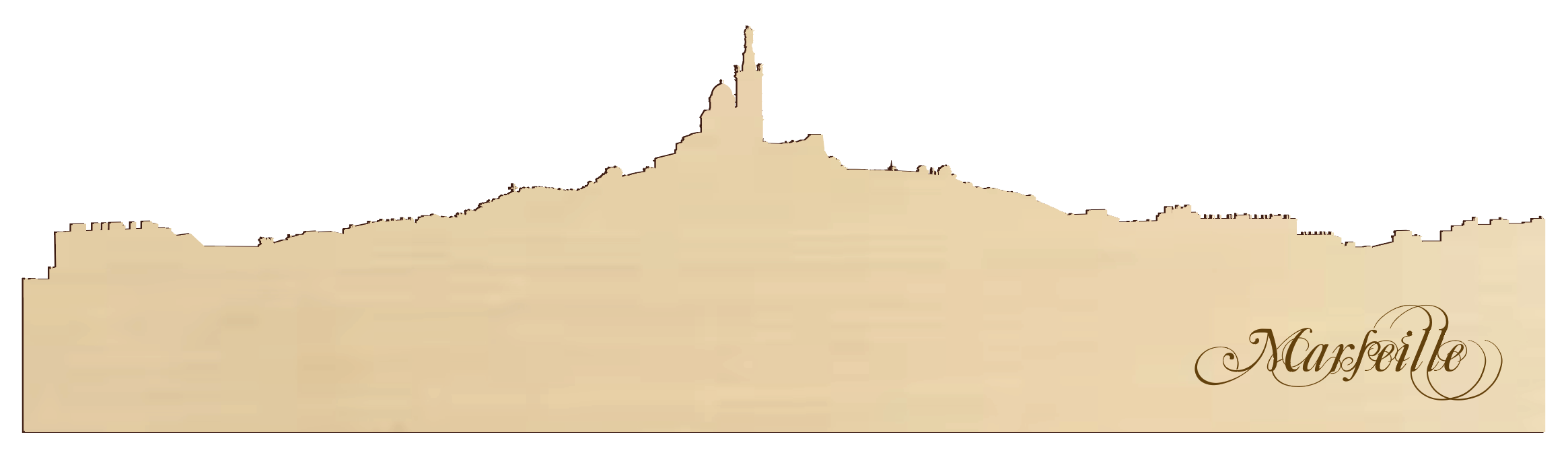 Marseille et sa Bonne Mère – Découpe et Gravure sur Bois de Tilleul