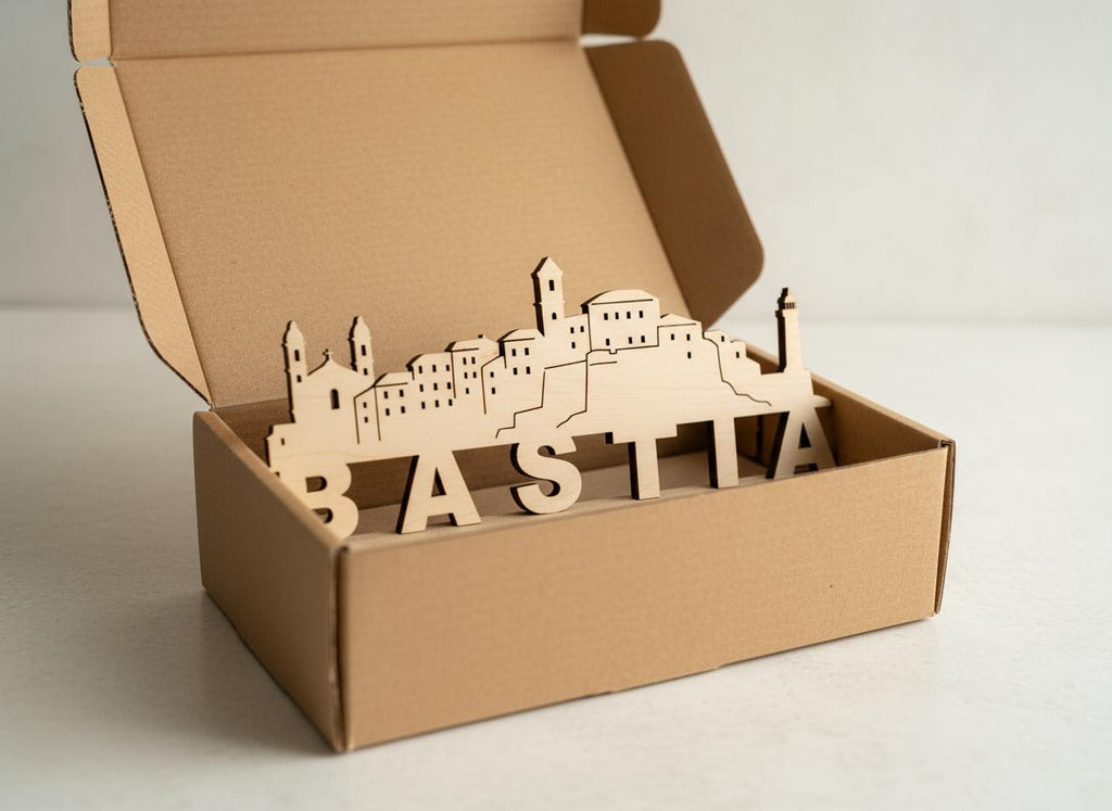 Skyline de Bastia_Decoupe laser sur bois_25x10cm