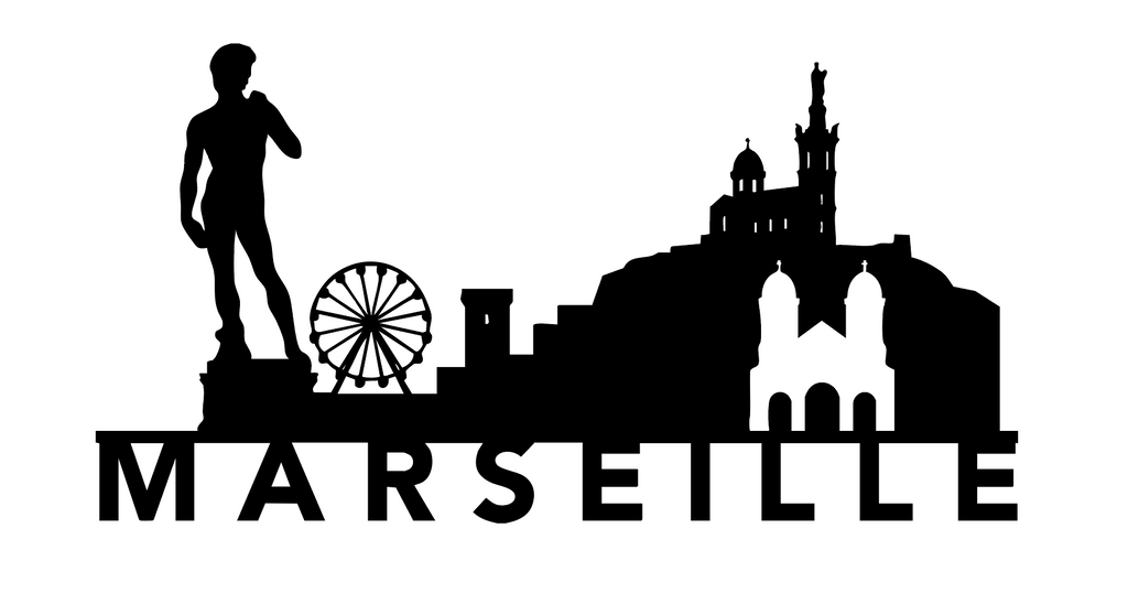 Skyline de Marseille en plexiglass noir brillant 3 mm – Édition David du Prado